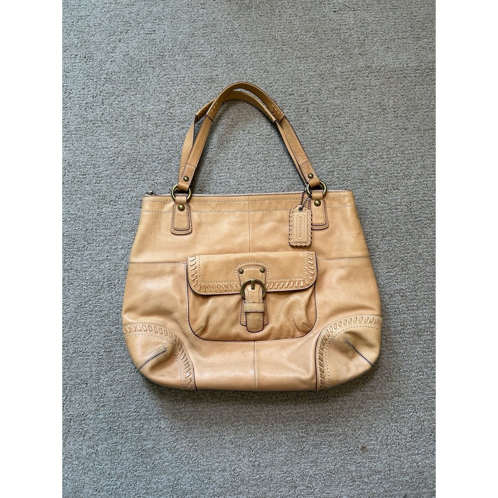 Coach Poppy Whipstitch Natural Leather Hobo Tote No. K1169-19018